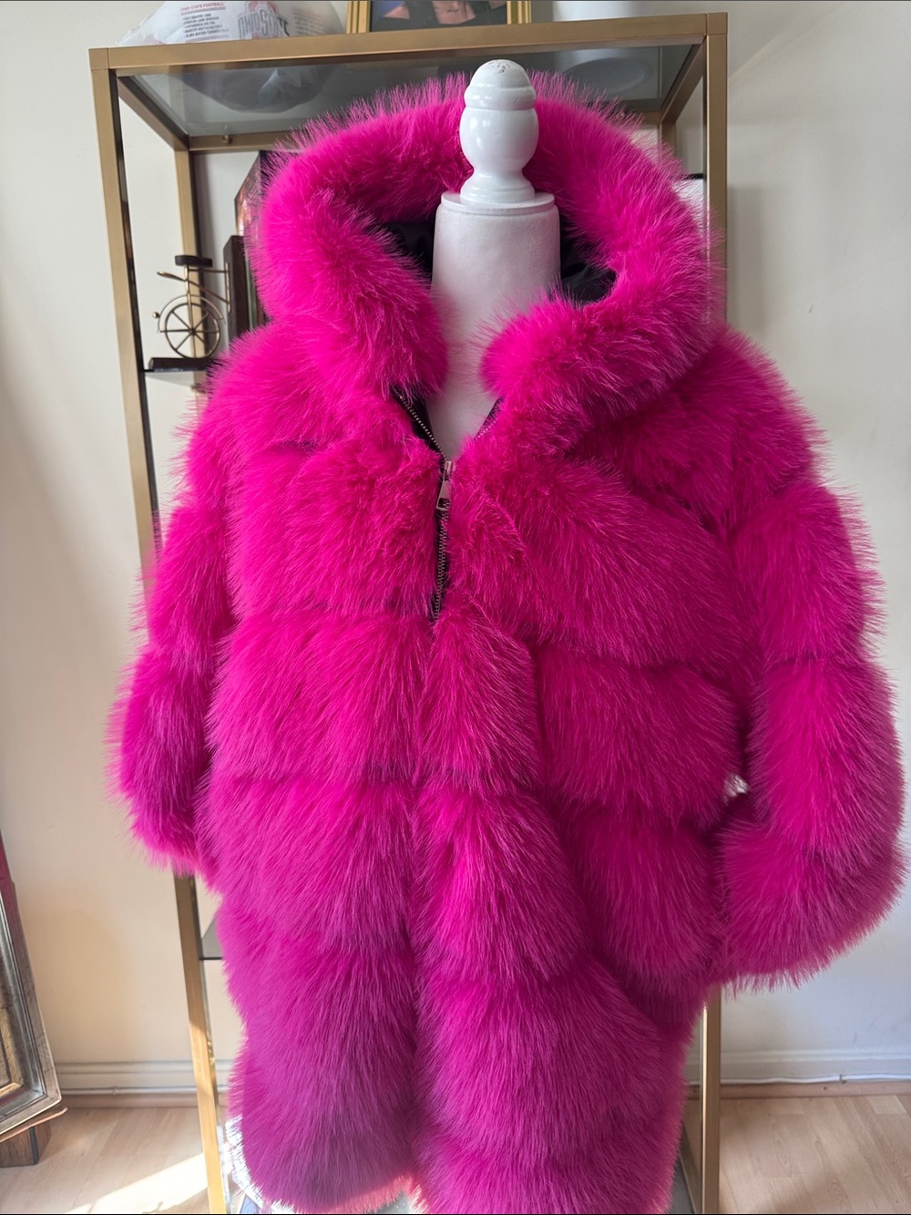 Hot Pink Faux Fur Coat - Picture 4 of 10